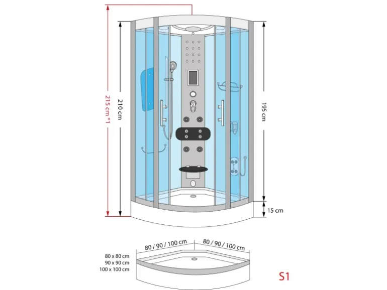 AcquaVapore Dampfdusche Duschtempel Sauna Dusche Duschkabine D46-13T2-EC 90x90