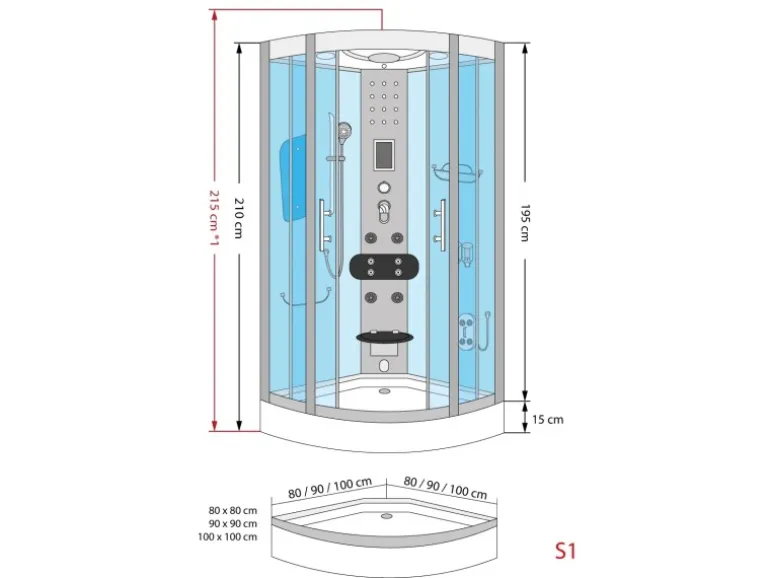 AcquaVapore Dampfdusche Duschtempel Sauna Dusche Duschkabine D46-00T2 80x80