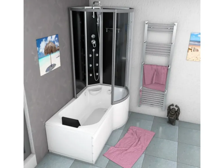 AcquaVapore Kombination Badewanne Dusche K50-L30-EC Duschtempel 170x100