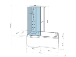 AcquaVapore Kombination Badewanne Dusche K50-R00-EC Duschtempel 100x170