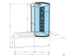 AcquaVapore Kombination Badewanne Dusche K55-L31 Duschtempel 170x100