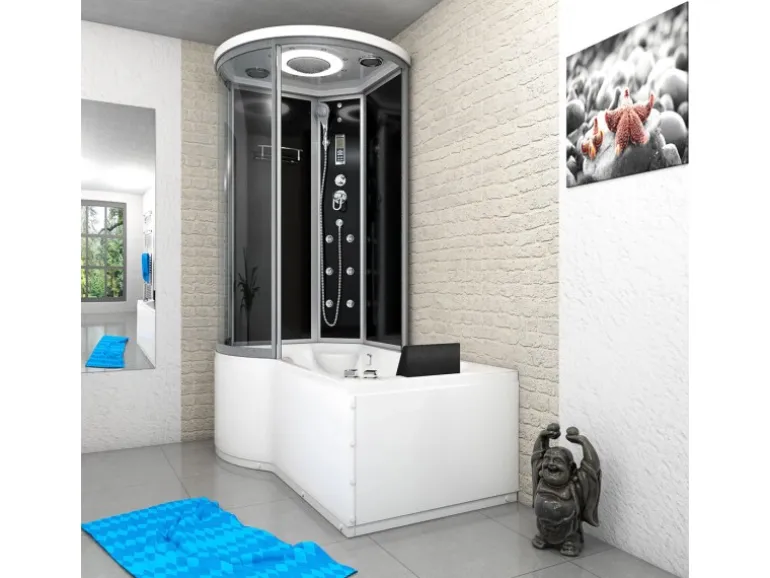 AcquaVapore Kombination Whirlpool Dusche K55-R31-WP Duschkabine Wanne 100x170
