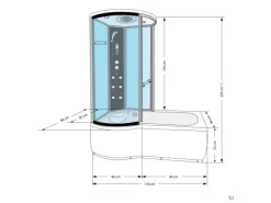 AcquaVapore Kombination Whirlpool Dusche K55-R33-WP Duschkabine Wanne 100x170