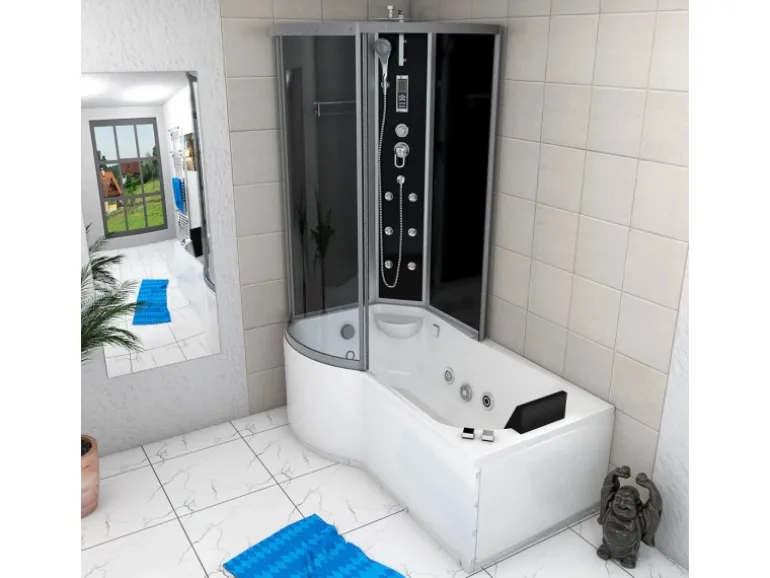 AcquaVapore Kombination Whirlpool Dusche K50-R31-WP Duschkabine Wanne 100x170