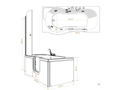 AcquaVapore Seniorendusche und Badewanne mit Tür S12D-EH-R Dusche 85x170