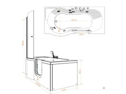 AcquaVapore Seniorendusche und Wanne mit Whirlpool S12D-TH-AIR-R Dusche 85x170