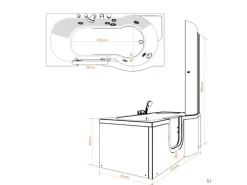 AcquaVapore Seniorendusche und Wanne mit Whirlpool S12D-TH-AIR-L Dusche 170x85