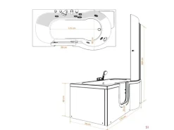 AcquaVapore Seniorendusche und Badewanne mit Tür S12D-L Dusche 170x85