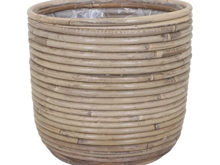 A.H.G. Rattantopf Rund Natur-Grau mit Polybeutel 24 cm x 21 cm