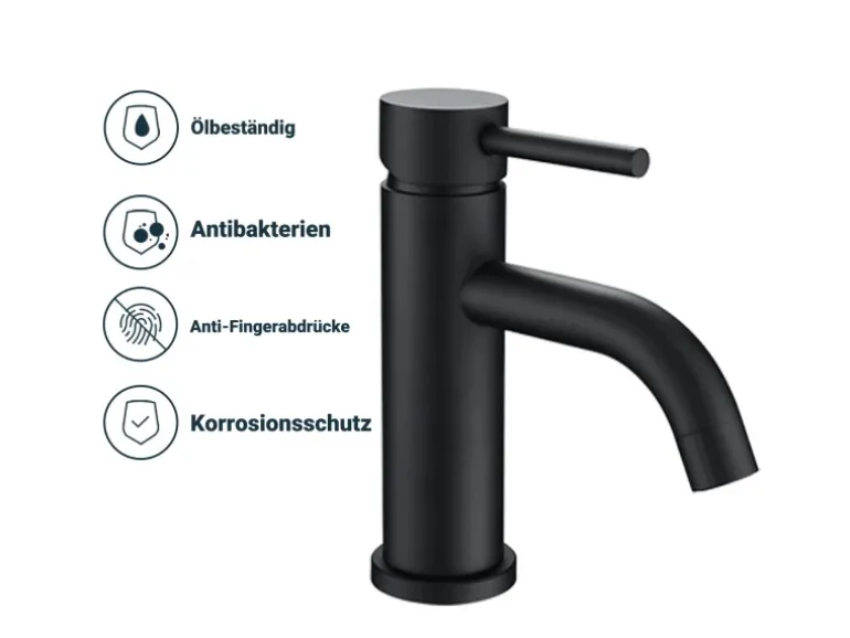 AICA Wasserhahn Schwarz Bad Niedriger Waschtischarmatur Waschbecken Armaturen 304 Edelstahl Einhebelmischer Mischbatterie