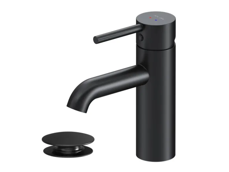 AM.PM Einhebel Waschtischarmatur Spike Wasserhahn Bad mit Klick Ablaufgarnitur FPA82122 Schwarz