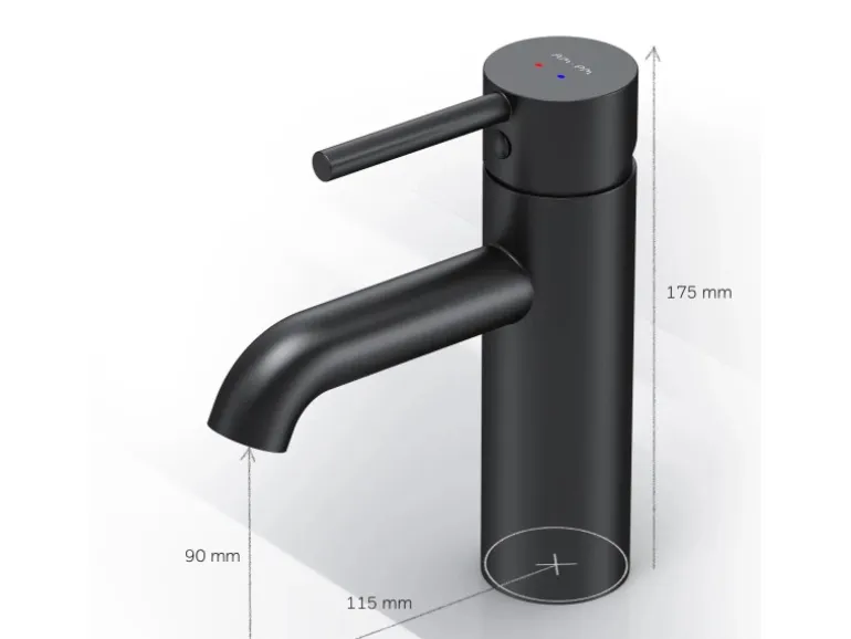 AM.PM Einhebel Waschtischarmatur Spike Wasserhahn Bad mit Klick Ablaufgarnitur FPA82122 Schwarz
