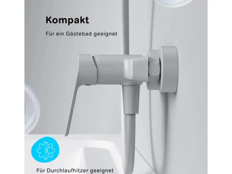 AM.PM Einhebel-Duscharmatur Gem Brausearmatur aus Messing, Brausebatterie Wasserhahn Bad FTA20033 Weiß