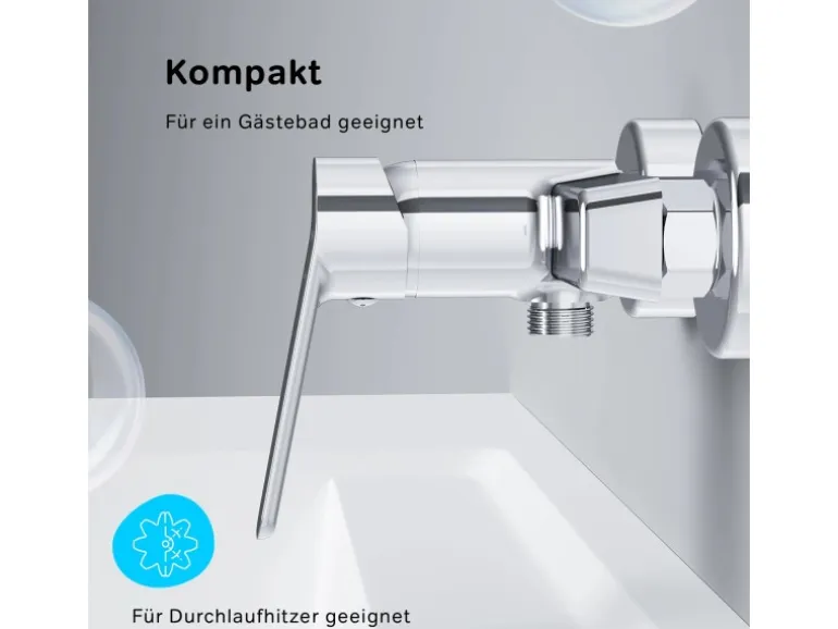 AM.PM Einhebel-Duscharmatur Hit Brausearmatur aus Messing, Brausebatterie Wasserhahn Bad FTA20000 Chrom
