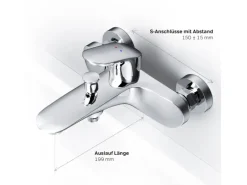 AM.PM Einhebel-Wannenarmatur / Brausearmatur,  Wasserhahn Bad, Wannenbatterie FLA10000 Like Aufputz Chrom