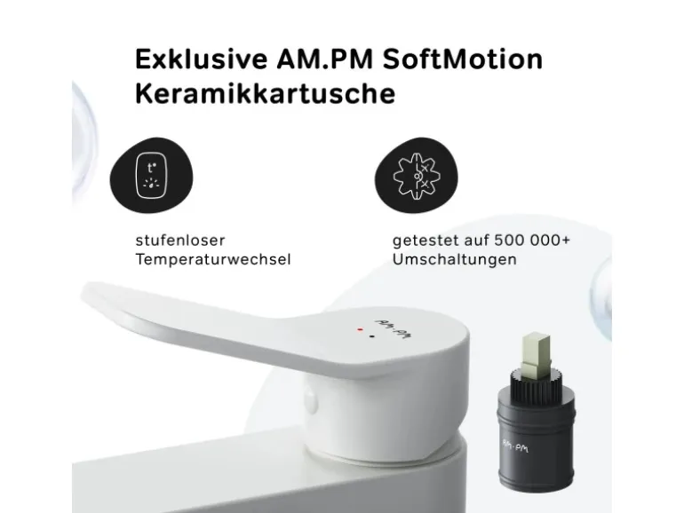 AM.PM Einhebel-Waschtischarmatur X-Joy Wasserhahn Bad aus Messing, Waschbecken Armatur, Mischbatterie FXA02133 Weiß