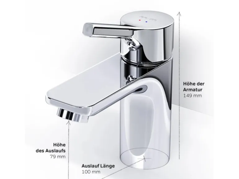 AM.PM Einhebel-Waschtischarmatur X-Joy S Wasserhahn Bad aus Messing, Waschbecken Armatur, Mischbatterie FXB02100 Chrom
