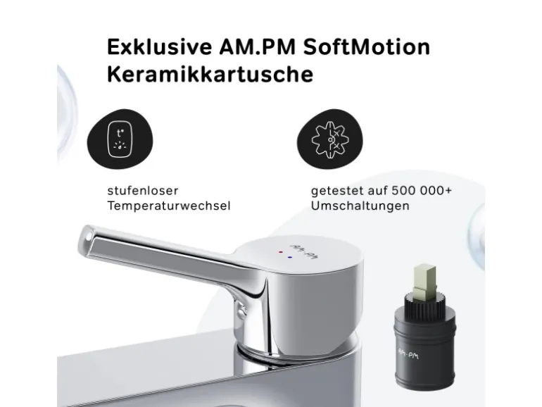 AM.PM Einhebel-Waschtischarmatur X-Joy S Wasserhahn Bad aus Messing, Waschbecken Armatur, Mischbatterie FXB02100 Chrom