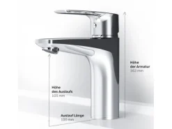 AM.PM Einhebel-Waschtischarmatur Gem Wasserhahn Bad aus Messing, Mischbatterie FGA02100 Chrom