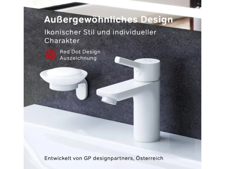 AM.PM Einhebel-Waschtischarmatur X-Joy S Wasserhahn Bad aus Messing, Waschbecken Armatur, Mischbatterie FXB02133 Weiß