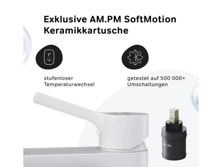 AM.PM Einhebel-Waschtischarmatur X-Joy S Wasserhahn Bad aus Messing, Waschbecken Armatur, Mischbatterie FXB02133 Weiß