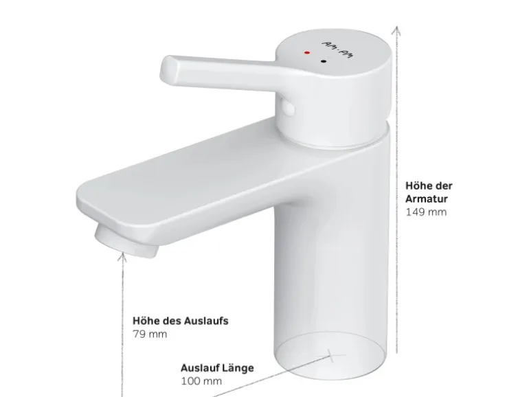 AM.PM Einhebel-Waschtischarmatur X-Joy S Wasserhahn Bad aus Messing, Waschbecken Armatur, Mischbatterie FXB02133 Weiß