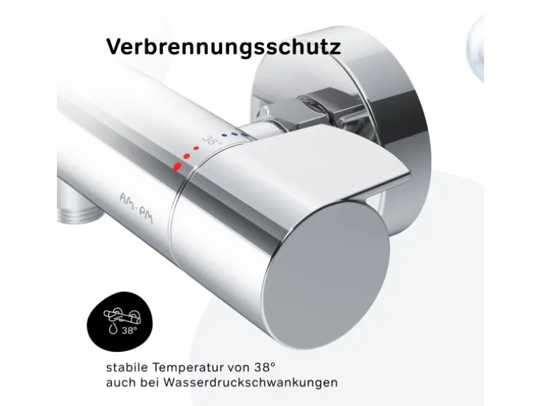 AM.PM Thermostat Duscharmatur X-Joy Brausearmatur aus Messing, Mischbatterie, Duschthermostat FXA40000 Chrom
