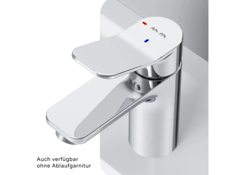 AM.PM Waschtischarmatur EcoStart-Funktion mit Klick-Ablauf, Waschbecken Armatur, Mischbatterie FXA82800 X-Joy Chrom
