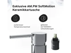 AM.PM Waschtischarmatur Hoch mit Klick-Ablaufgarnitur Spike Wasserhahn Bad, Mischbatterie FPA92200 Chrom