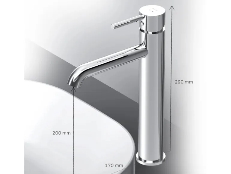 AM.PM Waschtischarmatur Hoch mit Klick-Ablaufgarnitur Spike Wasserhahn Bad, Mischbatterie FPA92200 Chrom