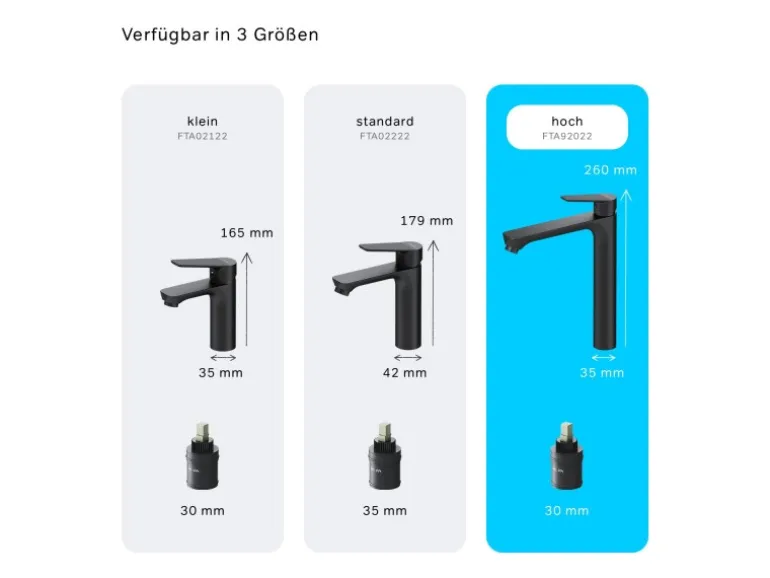 AM.PM Waschtischarmatur Hoch mit Klick-Ablaufgarnitur Hit Wasserhahn Bad, Mischbatterie FTA92222 Schwarz