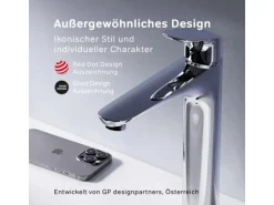 AM.PM Waschtischarmatur Hoch mit Klick-Ablauf Like Wasserhahn Bad, Waschbecken Armatur, Mischbatterie FLA92200 Chrom