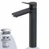 AM.PM Waschtischarmatur Hoch mit Klick-Ablaufgarnitur, Waschbecken Armatur, Mischbatterie FXA92222 X-Joy Schwarz