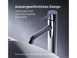 AM.PM Waschtischarmatur mit hohem Auslauf Spike Wasserhahn Bad aus Messing, Mischbatterie FPA92000 Chrom