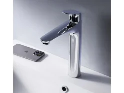 AM.PM Waschtischarmatur mit hohem Auslauf Like Wasserhahn Bad aus Messing, Mischbatterie FLA92000 Chrom