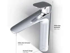 AM.PM Waschtischarmatur mit hohem Auslauf Like Wasserhahn Bad aus Messing, Mischbatterie FLA92000 Chrom