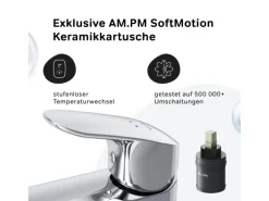 AM.PM Waschtischarmatur mit hohem Auslauf Like Wasserhahn Bad aus Messing, Mischbatterie FLA92000 Chrom