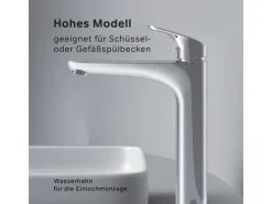 AM.PM Waschtischarmatur mit hohem Auslauf Like Wasserhahn Bad aus Messing, Mischbatterie FLA92000 Chrom