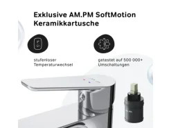 AM.PM Waschtischarmatur mit Klick-Ablaufgarnitur, Waschbecken Armatur, Mischbatterie FTA82100 Hit S-Größe Chrom