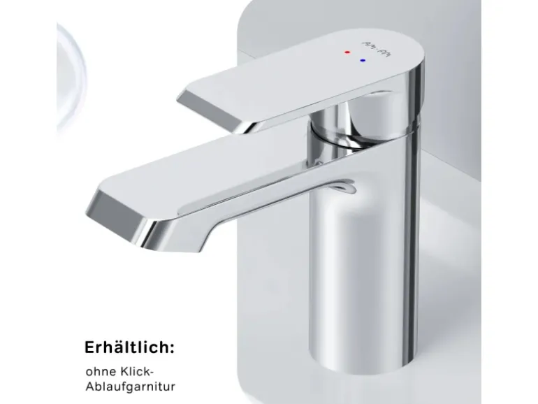 AM.PM Waschtischarmatur mit Klick-Ablaufgarnitur Flash Wasserhahn Bad, Waschbecken Armatur, Mischbatterie FNA82100 Chrom