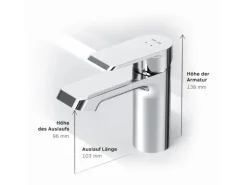 AM.PM Waschtischarmatur mit Klick-Ablaufgarnitur Flash Wasserhahn Bad, Waschbecken Armatur, Mischbatterie FNA82100 Chrom