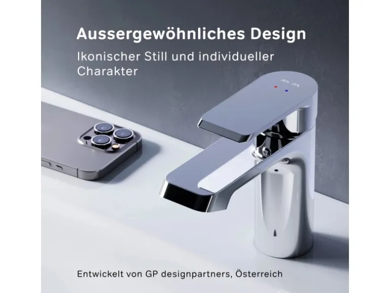 AM.PM Waschtischarmatur mit Klick-Ablaufgarnitur Flash Wasserhahn Bad, Waschbecken Armatur, Mischbatterie FNA82100 Chrom