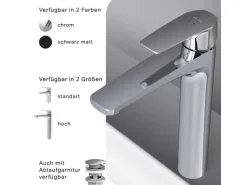 AM.PM Waschtischarmatur mit hohem Auslauf Gem Wasserhahn Bad aus Messing, Mischbatterie FGA92000 Chrom