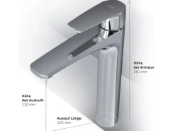 AM.PM Waschtischarmatur mit hohem Auslauf Gem Wasserhahn Bad aus Messing, Mischbatterie FGA92000 Chrom