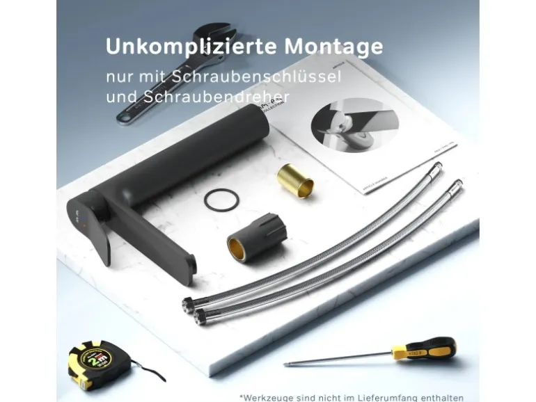 AM.PM Waschtischarmatur mit hohem Auslauf, Waschbecken Armatur, Mischbatterie FXA92022 X-Joy Wasserhahn Bad Schwarz
