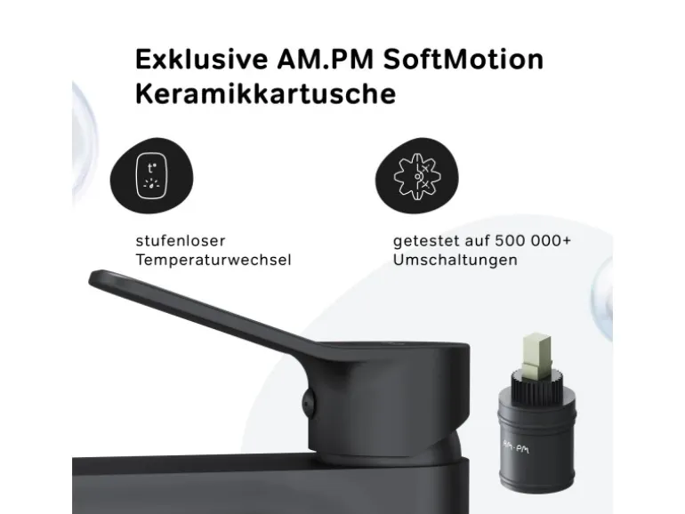 AM.PM Waschtischarmatur mit hohem Auslauf, Waschbecken Armatur, Mischbatterie FXA92022 X-Joy Wasserhahn Bad Schwarz