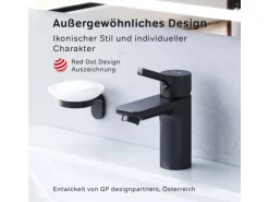 AM.PM Waschtischarmatur mit Klick-Ablauf, Wasserhahn, Waschbecken Armatur, Mischbatterie FXB82122 X-Joy S Schwarz
