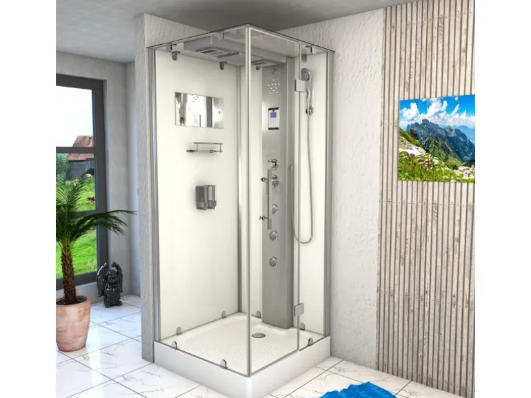 AquaVapore Dampfdusche Duschtempel Sauna Dusche Duschkabine D38-10R2-EC 90x90 cm
