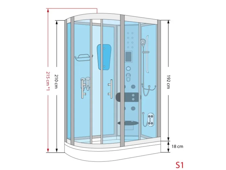 AquaVapore Dusche Duschkabine D60-73M2L-EC Duschtempel Sauna 120x80 cm
