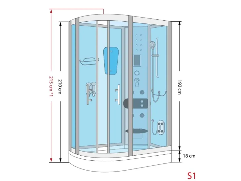 AquaVapore Dusche Duschkabine D60-70M2L-EC Duschtempel Sauna 120x80 cm